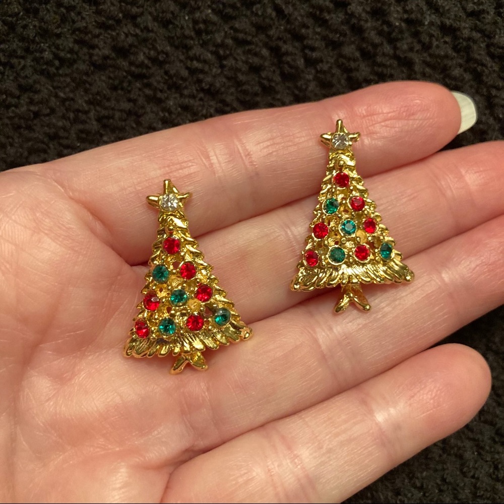 Vintage Christmas Tree Stud Earrings